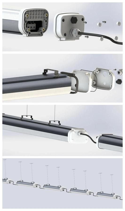 130lm/W40W Linkable Connection Aluminous Housing LED Tri-Proof Light LED Batten Light for Food Processing Room