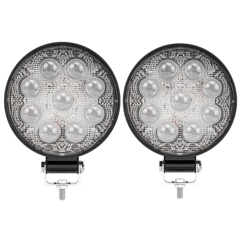 Dxz 4inch 9LED 27W 20mm LED Work Light Convex Mirror Offroad Vehicle Bulb Truck Lamp 12V 24V