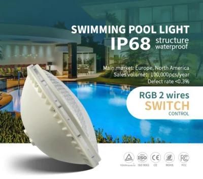 RGB Color 2 Wires Connection 18watt LED Swimming Pool Light Plastic Body Material