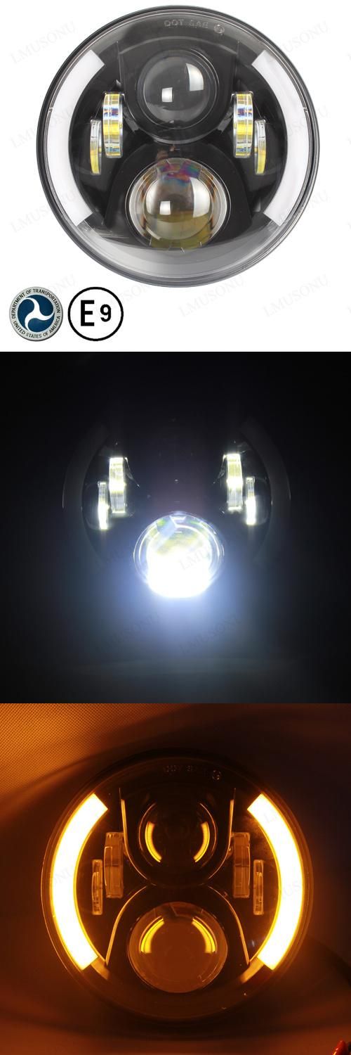 10-30V 7 Inch 60W Round CREE H4 H13 Offroad LED Headlight with DRL and Turning Light for off-Road Vehicles