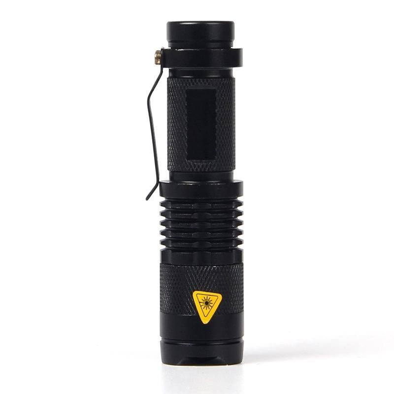 Waterproof Zoomable Torch Light Mini LED Flashlight with Clip