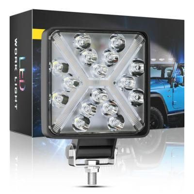 Dxz LED Work Light 4inch 16LED White Yellow Angel Eyes Flash Function for Truck 4X4 Tractor Headlight Spotlight