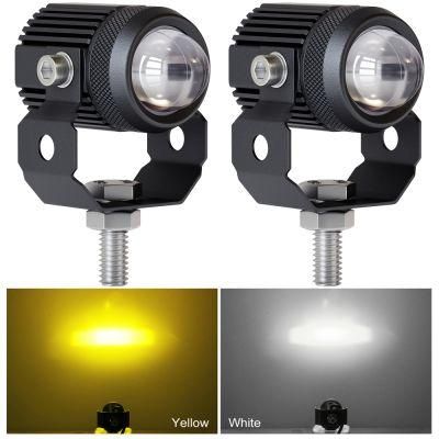 China Factory Supply Mini Driving Light Dual-Color White Amber Motorcycle LED Spotlights of Universal High Quality 30W
