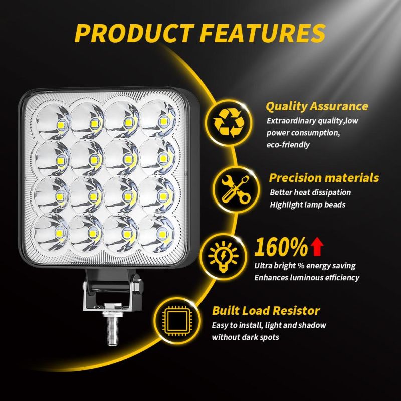 Dxz New 16LED 48W Spotlight Truck SUV Work Light 4X4 Offroad Car ATV UTV for Jeep Motorcycle LED Auto Light Factory