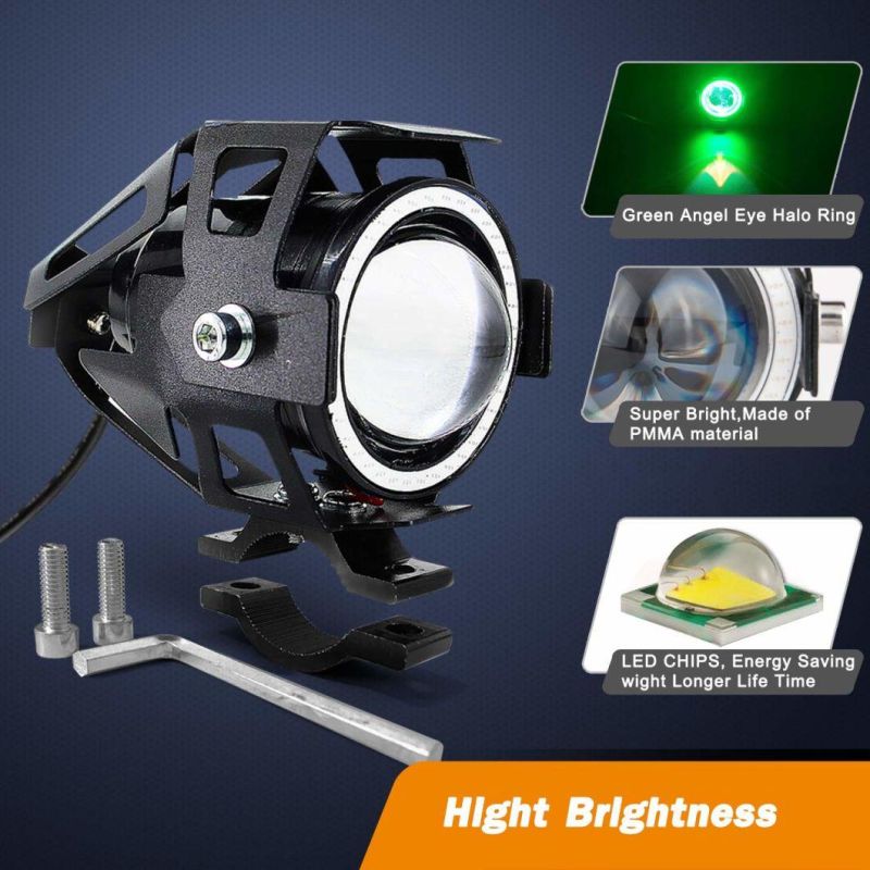 High Bright Mini Auto Car LED Motorcycle Headlight U7 Strobe Lights LED Spotlight Fog Lamp Motorbike Angel Eye Halo Ring Lights