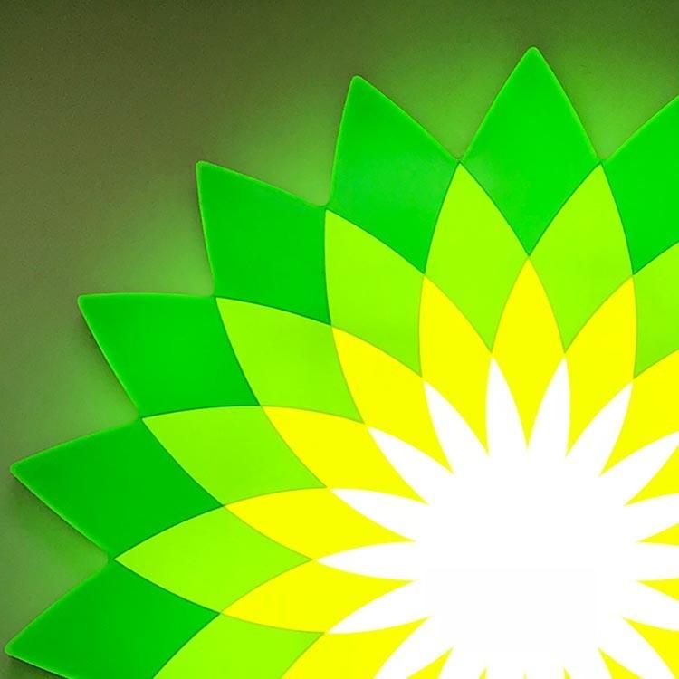 Outdoor Bp Gas Station Pylon Sign Board Fuel Shop Face Lit Acrylic LED Light Box