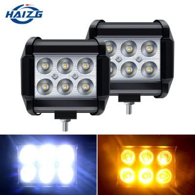 Haizg Tractor Driving Bar 4 Row Strobe Yellow Dual Color Burst Flash Fog 4 Inch Square Auto LED Work Light for Forklift Truck Scraper