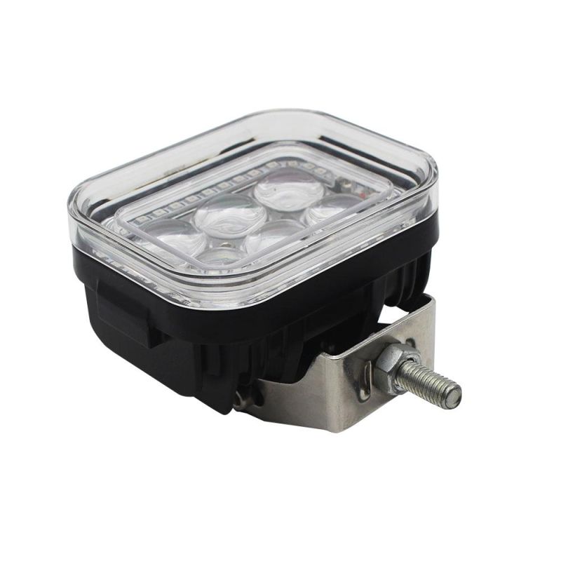 18W Square Bright LED Spotlight Work Light Car SUV Truck Driving Fog Lamp with Blue Halo 5D Lens