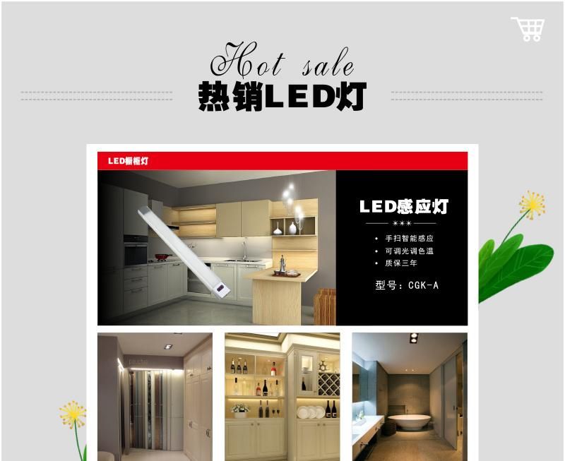 LED Dimmable Color Temperature Adjustable Closet Lighting Hand Wave Activated