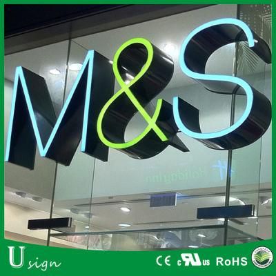 3D Advertising LED Front Lighting Stainless Steel Return Channel Letter Signs