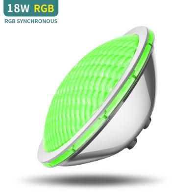 IP68 Waterproof 100%RGB Synchronous Control 316L Stainless Steel 18W PAR56 LED Swimming Pool Light