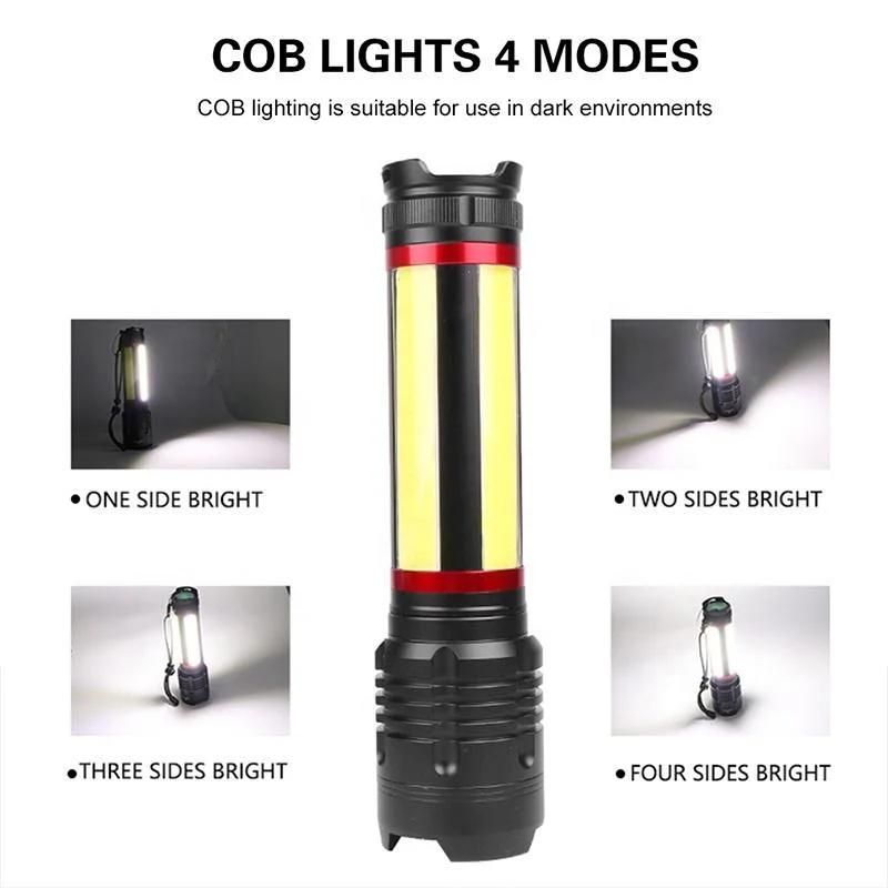 360° 4 Faces Battery Powered Rechargeable Waterproof Aluminum LED Work Camping Hand Torch LED Flashlight