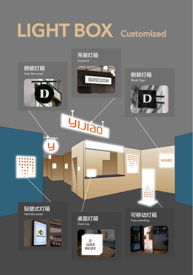 Customized Double Single Side Light Blade Sign Display for Outdoor Storefront Logo