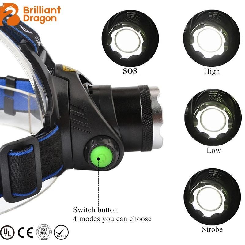 Wholesale CREE T6 Head Torch Lamp Durable Aluminum Head Torch Light Rechargeable Camping Headlight Portable Adjustable Emergency Zoomable LED Headlamp