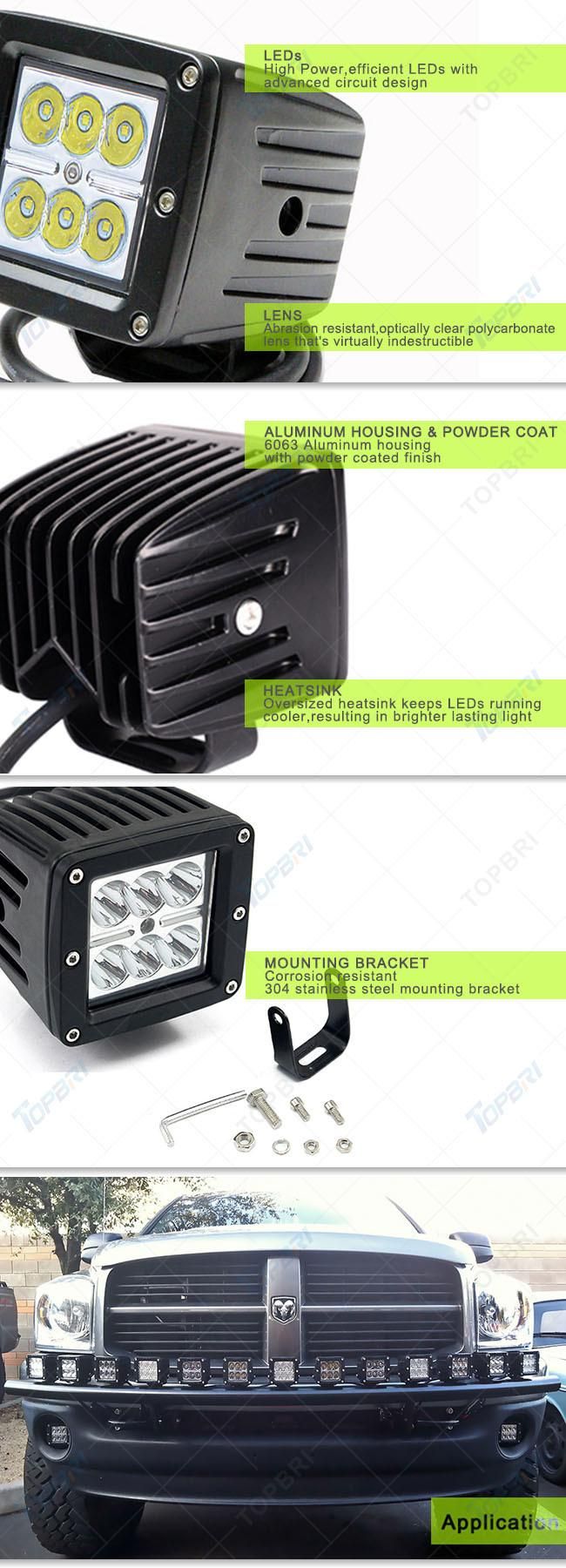 3" 18W CREE Auto LED Spotlight Offroad Driving Light