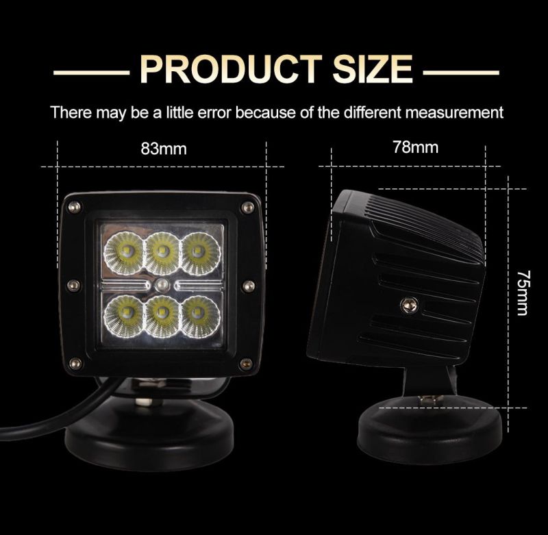 LED Work Light Waterproof Square Driving Fog Lights Spotlight for Car Motorcycle Tractors