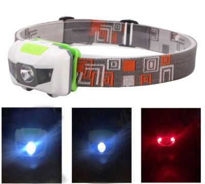 Outdoor Running Fishing Camping Lightweight Headlamps with AAA Battery 4 Modes Adjustable White Red Light LED Mini Headlamp