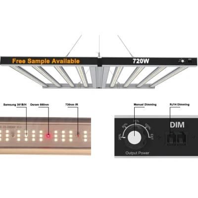 8 Bars 720 Watt Lm301 LED Grow Light 1000W Quantum Meanwell Driver 3500K for Indoor Grow