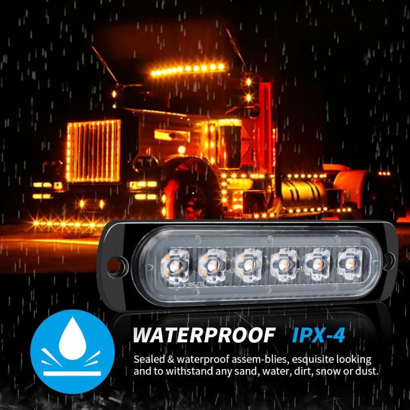 Dxz 12-24V 6LED Flash LED Side Marker Lights for Trucks Side Clearance Light Lamp Amber Red White for Trailer Truck SUV Warning Light
