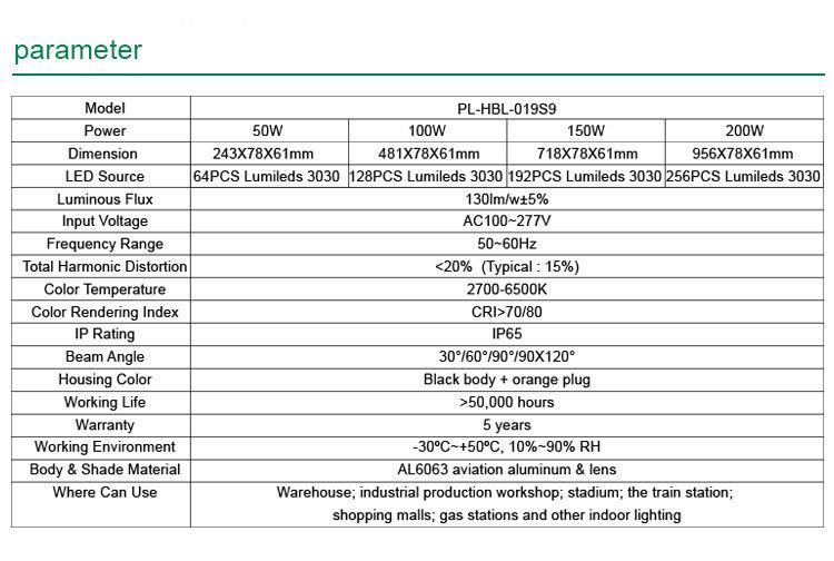 High Lumen 100W 130lm/W IP66 LED Linear High Bay Light