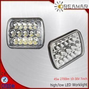 7inch 10-30V 45W IP68 9-32V 5*7&quot; Hi/Low Beam LED Work Light for Offroad, Truck, 4X4, Jeep