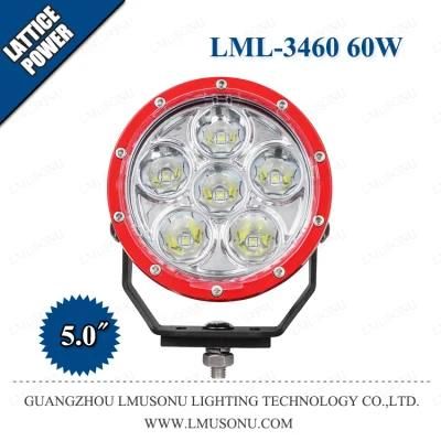 5.0 Inch 60W Round 4X4 LED Driving Light Lattice Power 4WD SUV ATV Offroad Lamp