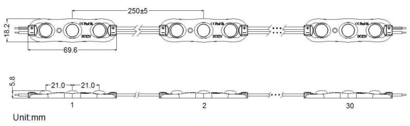 3 LEDs SMD2835 LED Injection Signage Module (with lens of 160 degree)