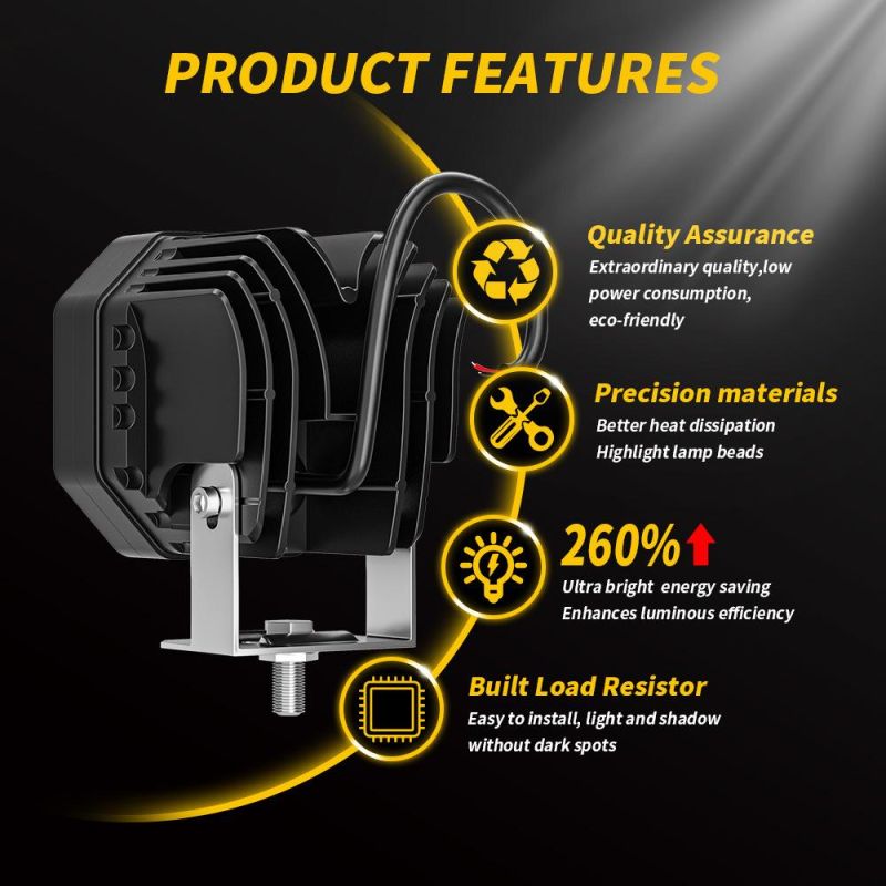 Dxz LED Yellow Driving Fog Lights 3inch 40W Waterproof Driving off Road Work Lamps for Wrangler 4X4 Auto Car Jeep Truck ATV UTV Boat Motorcycle Bait