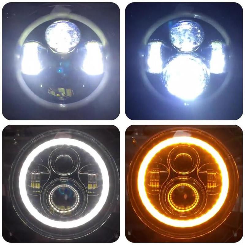 J5 7inch LED Headlight Withhalo Angel Eyes DRL