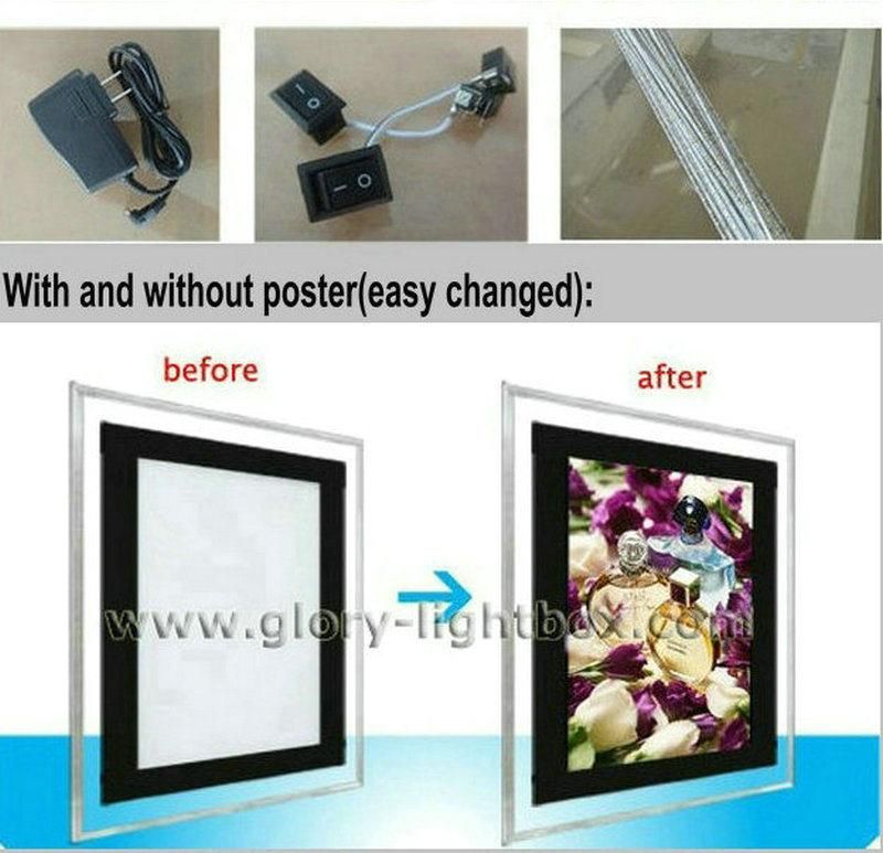 CE Approved Ceiling Hanging Crystal LED Light Box Sign