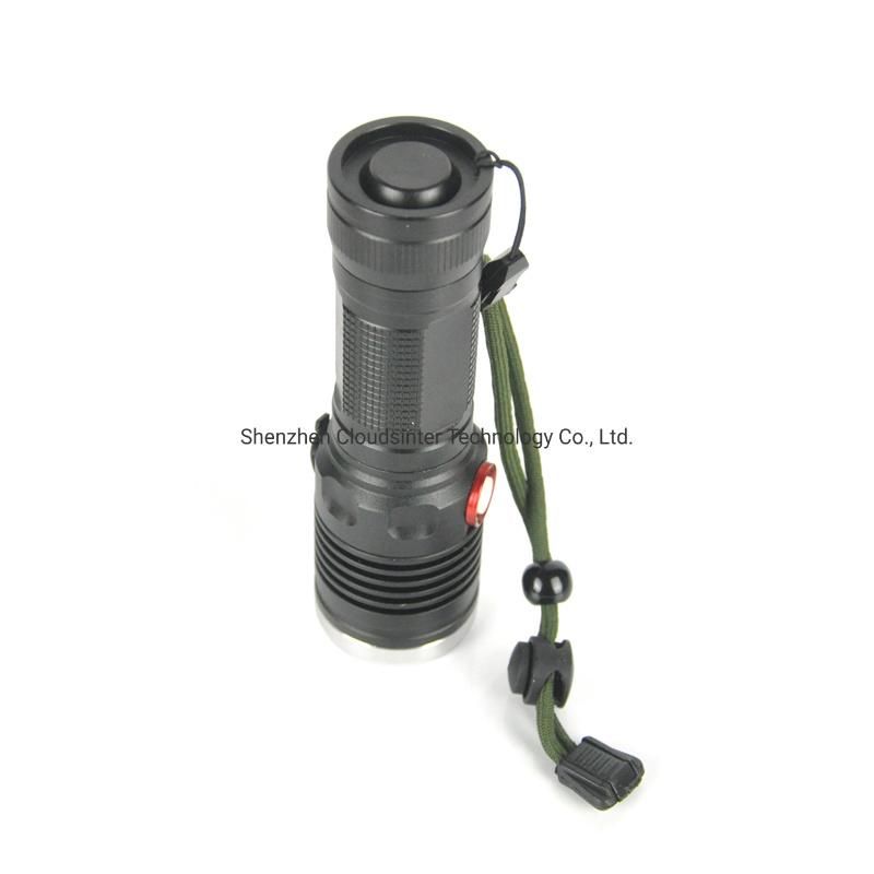 3.7V Xml-T6 High Power Portable 1000 Lumens Aluminum Tactical Zoomable USB Rechargeable LED Flashlight