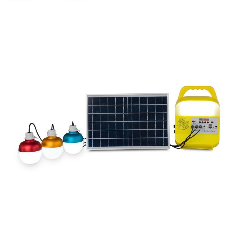 Small Solar Power Supply System Portable Power Station Generator with Camping Lighting LED Emergency Light