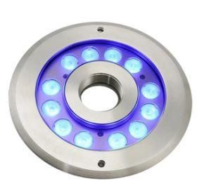 36W IP68 316 Stainless Steel DMX RGB LED Underwater Fountain Light with Nozzle Ring