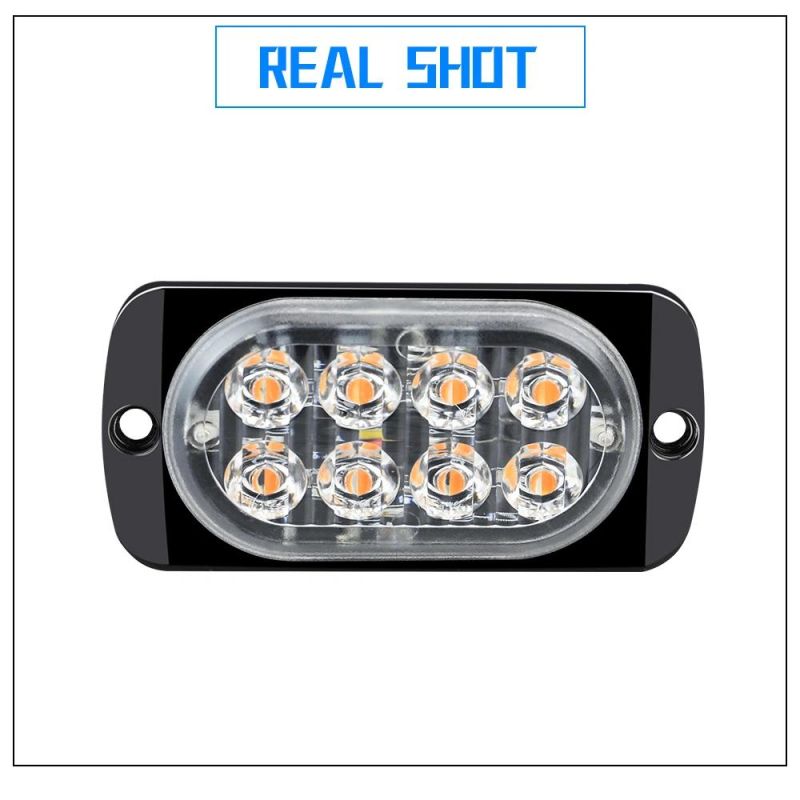 Dxz Auto Emergency Strobe Lights 8LED 24W Surface Mount Amber/White Warning Hazard Flashing Light Bar for Vehicle ATV Truck