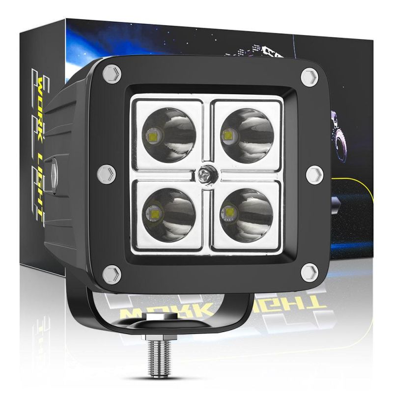 Dxz DC9-30V Super Bright CREE Square 4LED Spotlight Car Auto LED Working Light White/Yellow Vehicle Fog Light Driving Lights