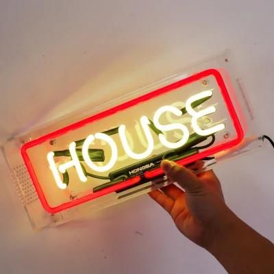 Customized Neon Light Glass Tubing Neon Light Sign in Acrylic Box