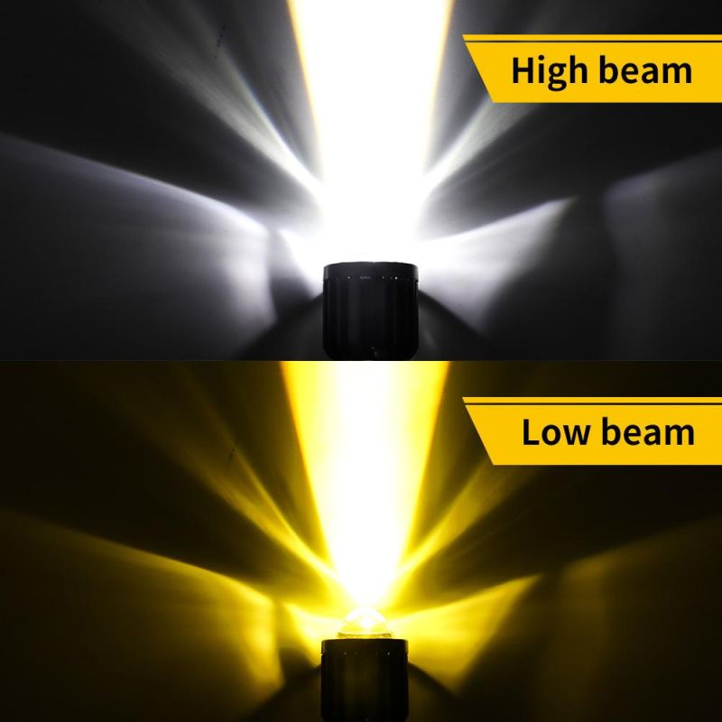 Dxz LED 30W Small Steel Cannon Spotlights Motorcycle Modified Lens Headlights H4 H6 Far and Near Beam Double Color Headlights