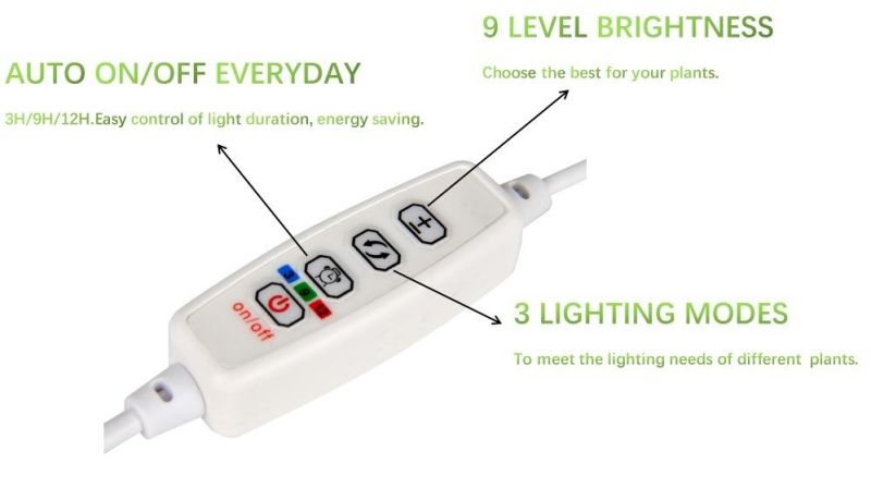 21W Dimmable Desk Light LED Grow Light for Indoor Plants, 3 Strip Heads with RoHS