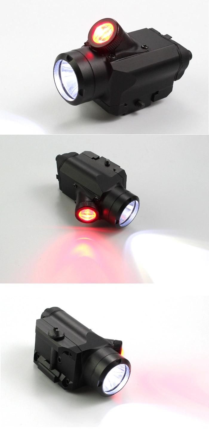 Tactical Compact Pistol Weapon 225 Lumens CREE Q5 LED Flashlight with 45 Degree 25 Lumens Red LED Light /Torch (ES-45QD)