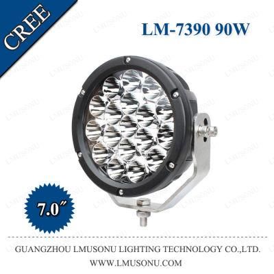 Lmusonu 10-30V DC Offroad 7 Inch Spot/Flood CREE 18PCS*5W 90W LED Working Lamp