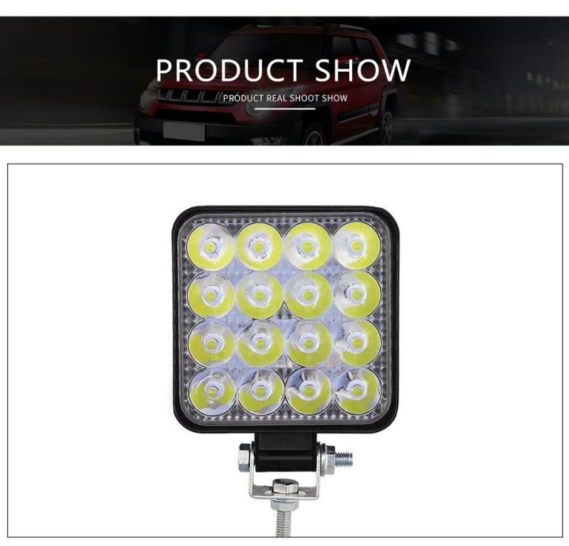 Dxz Hot Sale Square 48W 16LED 6000K 4800lm Square Waterproof LED Work Light for off-Road SUV Boat 4X4 Jeep Jk 4WD Truck