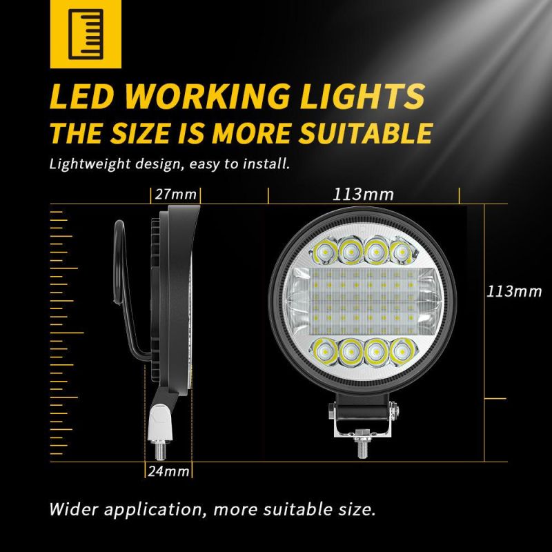 Dxz Round LED Lights 12V 24V 4 Inch 24LED 72W 25mm Truck Spot Driving Lights LED Work Light Bar Waterproof for off-Road SUV Boat 4X4 Jeep 4WD