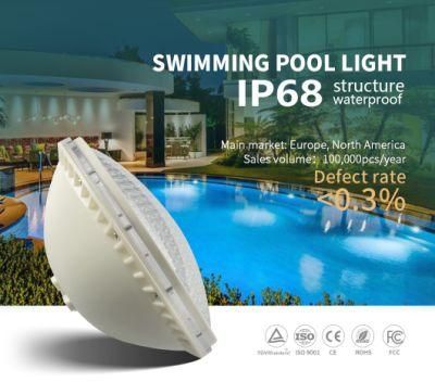 18W Plastic PAR56 Swimming Pool Lighting IP68 Structure Waterproof 12volt with 2 Years Warranty