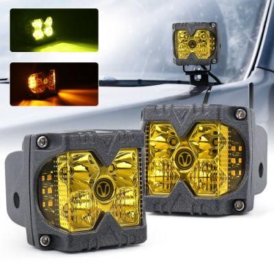 40W Side Shooter Strobe White&Amber Car Lamp for ATV SUV Truck off Road Luz LED Flashing 12V 3 Sides Driving Work Light