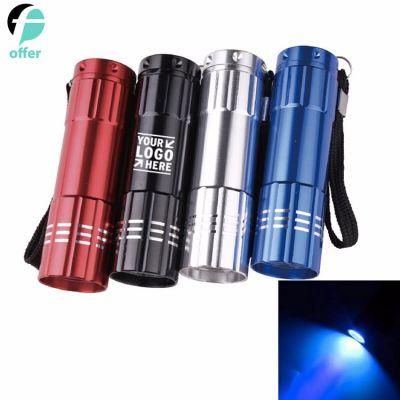 9 LED Mini Aluminum Flashlight Torch with Lanyard