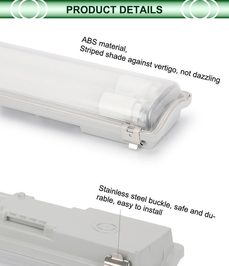 Tri-Proof Lamp Manufacturer Double Tube PC Cover IP65 Waterproof and Dustproof Emergency Lights
