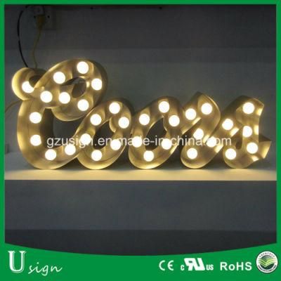 English Words Iron Rust LED Glass Bulb Channel Letter