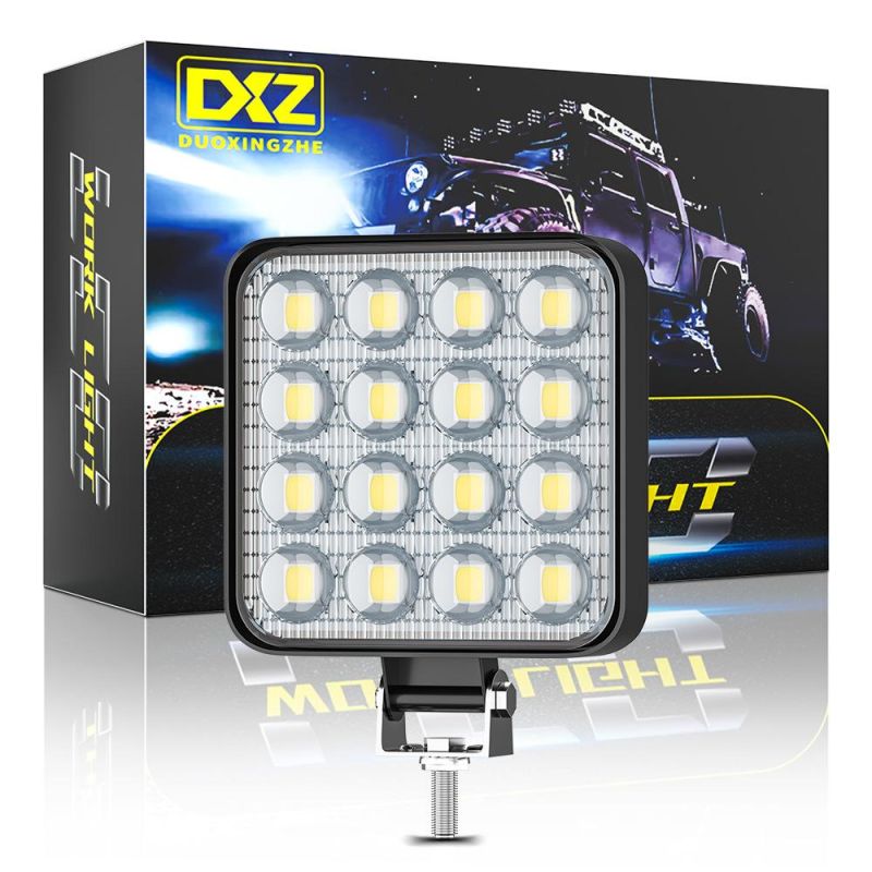 Dxz Mini 3inch 16LED 48W Square Convex Mirror Work Light Lamp for Truck Motorcycle Offroad Vehicle Mini LED Work Lights