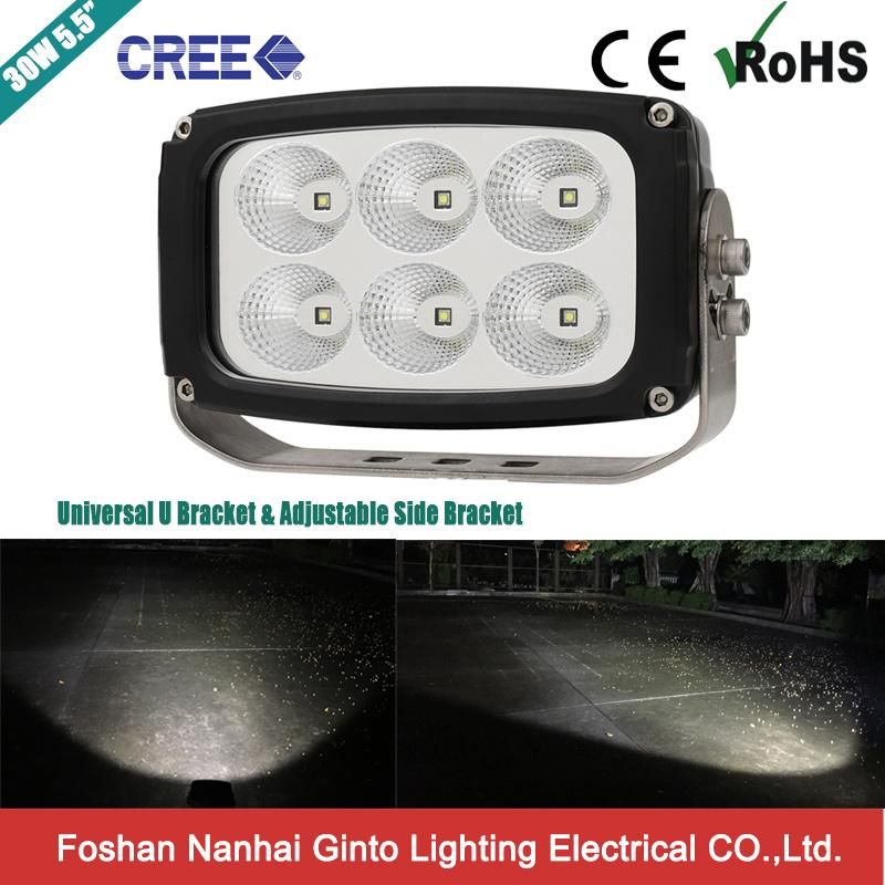 Emark 30W 5.5inch 12/24V CREE LED Flood Work Lamp for Tractor Trailer Agriculture Truck Agriculture Heavy Duty Mining