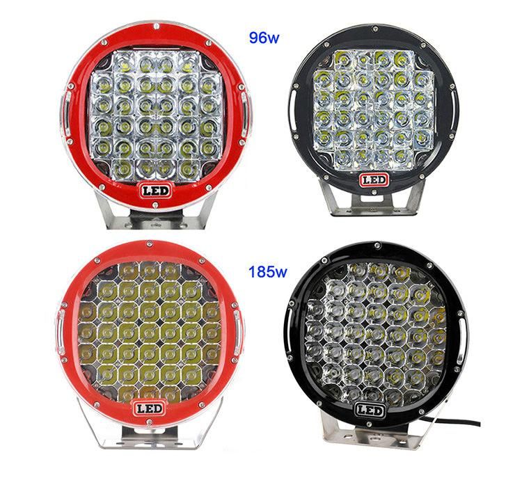 Black/Red 18500lm 9 Inch 185W LED Work Light for off-Road 4X4 Auxiliares Auto Moto Alta Baja Faro LED